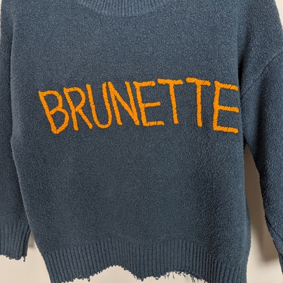 Zara BRUNETTE Spell Out Frayed Raw Oversized Slouchy Sweater BLOGGER FAVORITE M - Picture 11 of 12